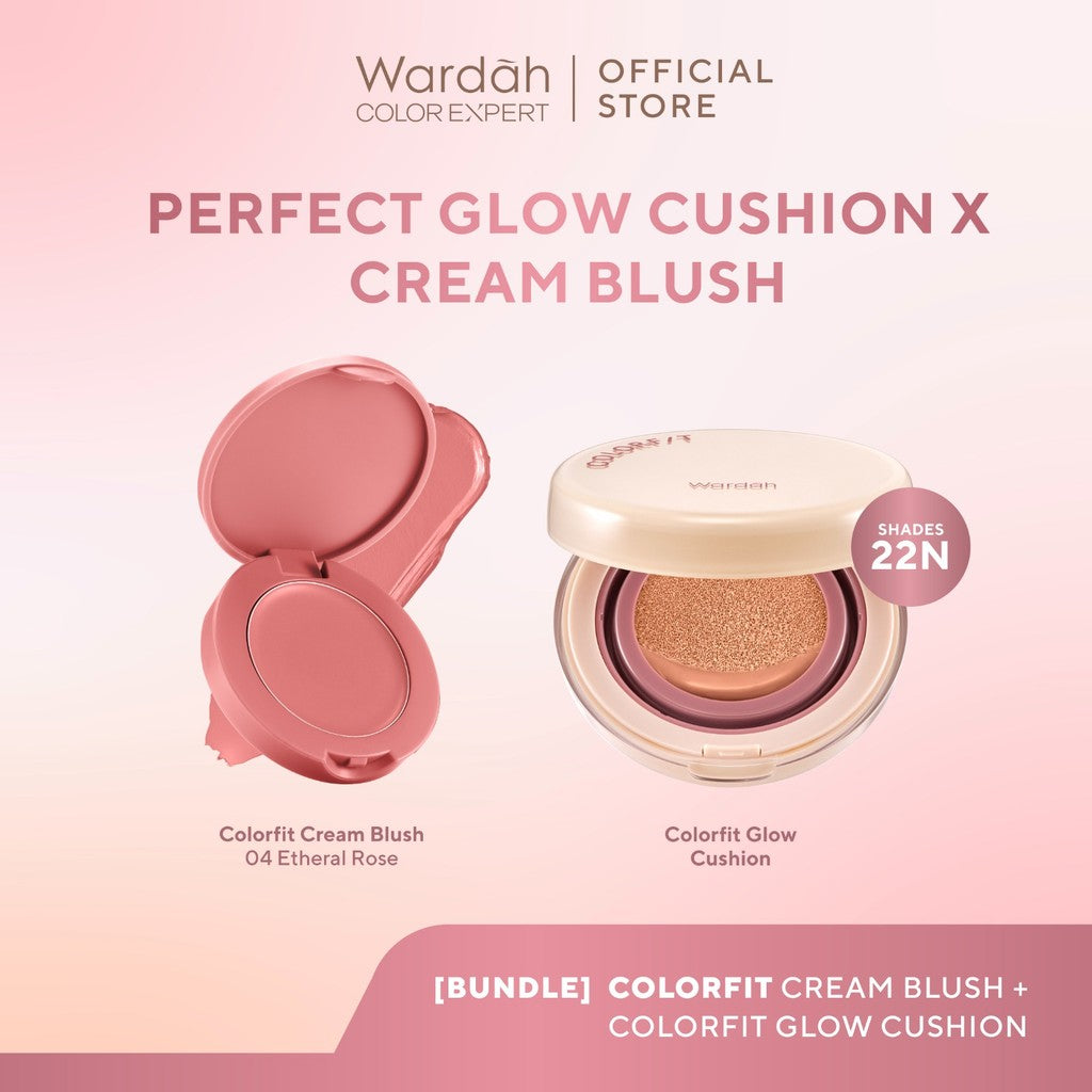 [BUNDLE] WARDAH Paket Colorfit Perfect Glow Cushion 15 g + Cream Blush 3 g - Makeup - Tahan Lama dengan Bedak