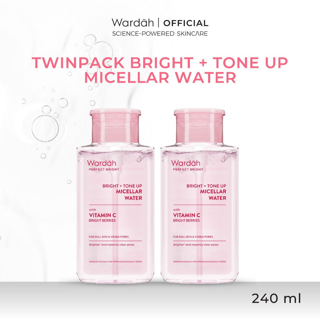 [TWINPACK] WARDAH Micellar Water 240 ml (Perfect Bright, Nature Daily, Lightening Oil, Acnederm) - Pembersih Make Up Waterproof Tanpa Bilas - Skincare