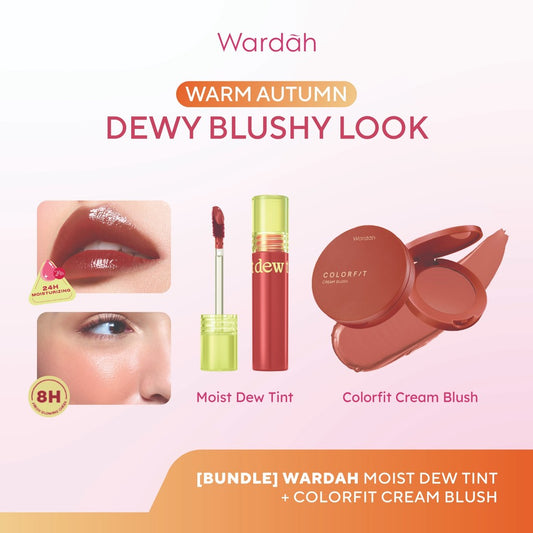 [BUNDLE] WARDAH Warm Autumn: Dewy Blushy Look! Moist Dew Tint +  Colorfit Cream Blush - Liptint with Oatmilk dan Pentavitin  - Bibir Lembab Glossy - High Coverage dan Tahan Seharian Hingga 24 Jam - Formula Ringan & Creamy- Makeup