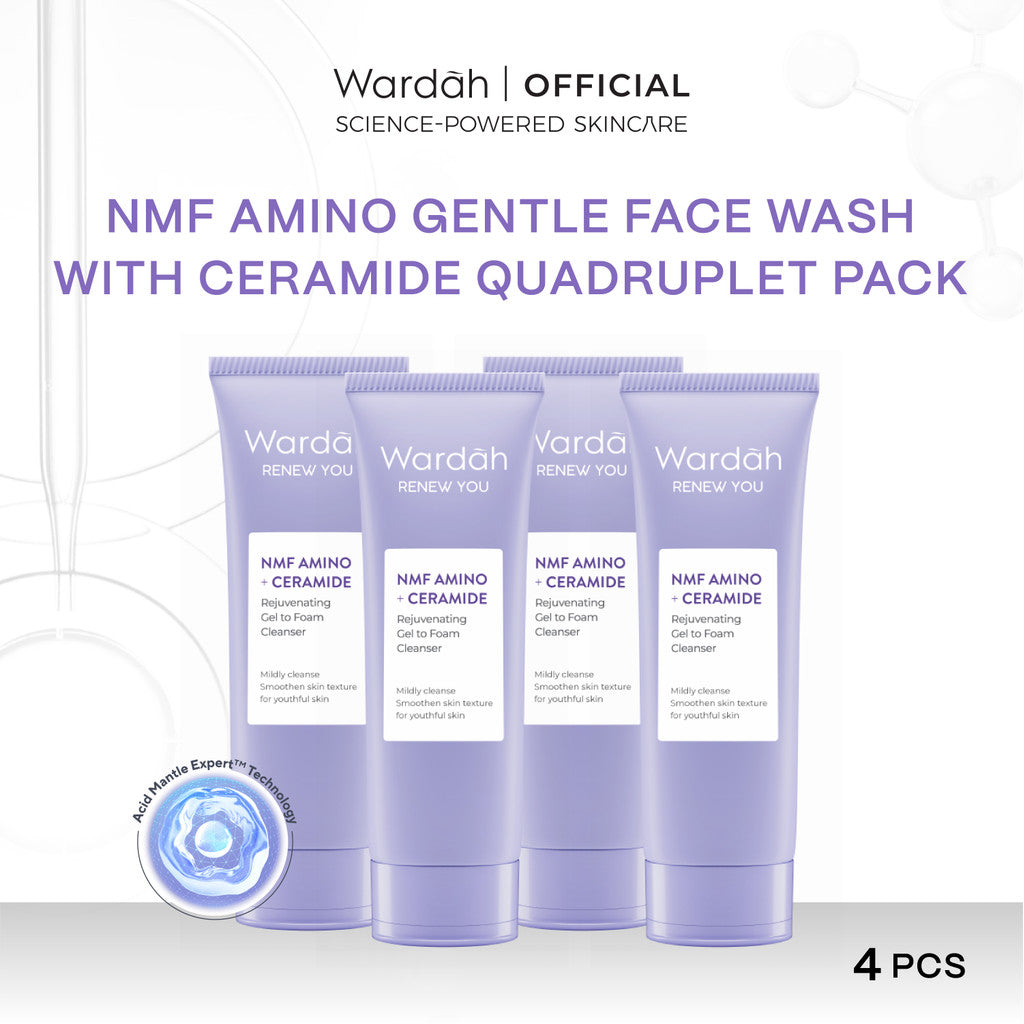 Wardah 100rb-an Sabun Cuci Muka Setahun Gentle Facial Wash Low PH Series 100ml (NMF Amino Crystal Secret, NMF Amino Renew You, NMF Amino Hydra Rose, Cica Aloe - Sabun Cuci Muka Gentle Acid Gentle Expert - Skincare