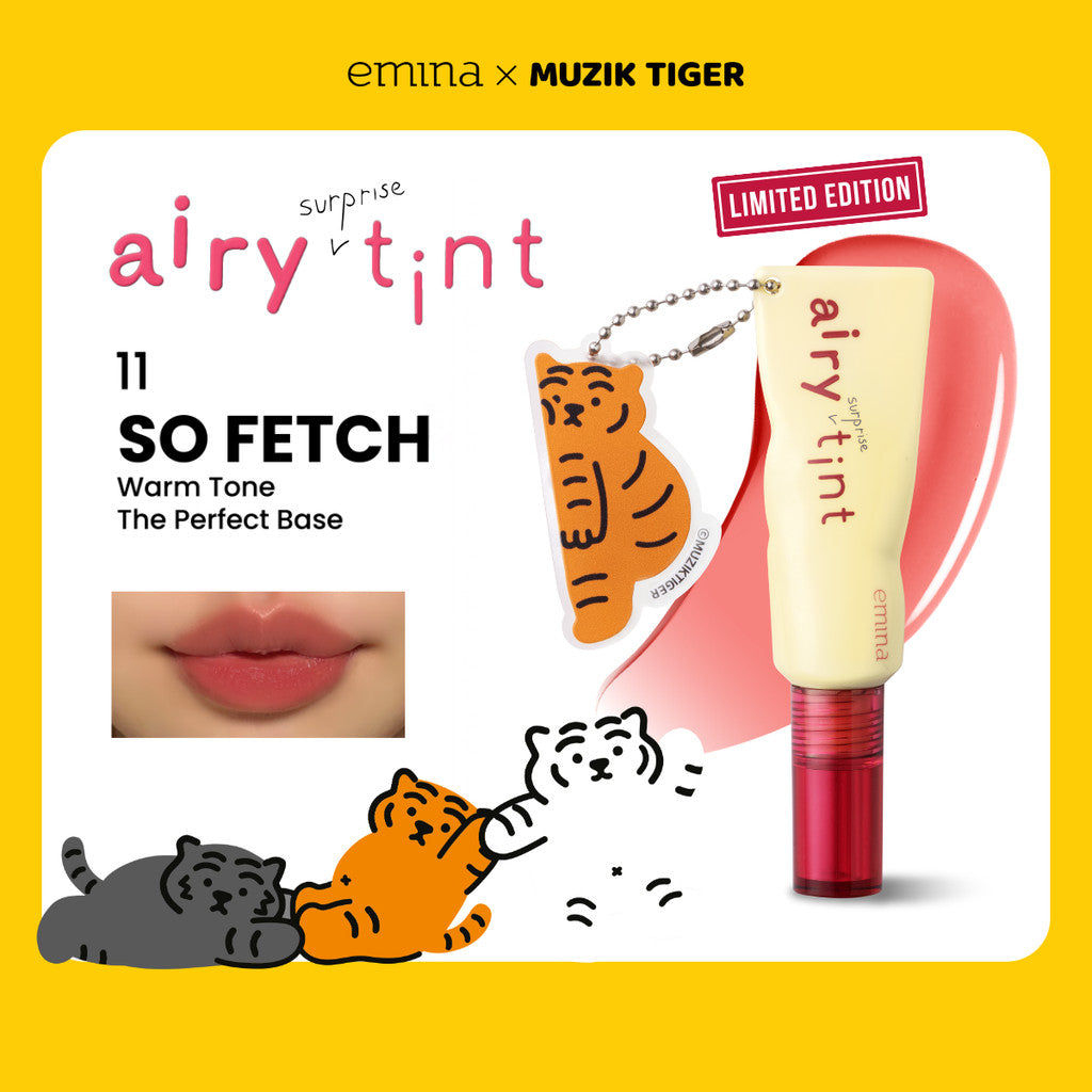 EMINA X MUZIK TIGER SERIES - Emina Airy Surprise Tint, Glossy Stain, Cheek Lit Pressed Blush, Lip Mask
