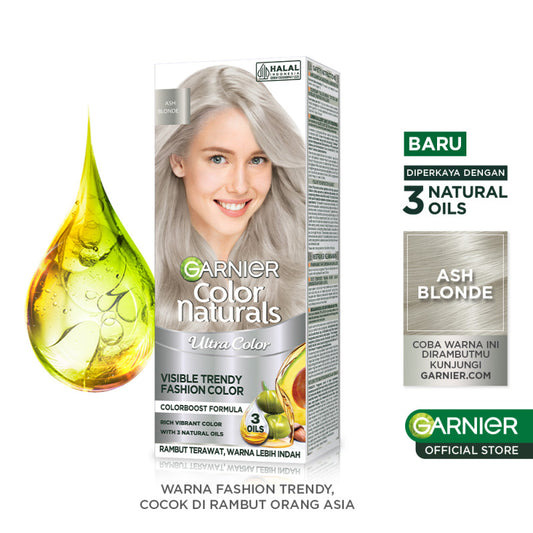 Garnier Color Naturals Ultra Color Fashion Collection Ash Blonde (Big Kit) - Cat / Pewarna Rambut Permanent - 105ml