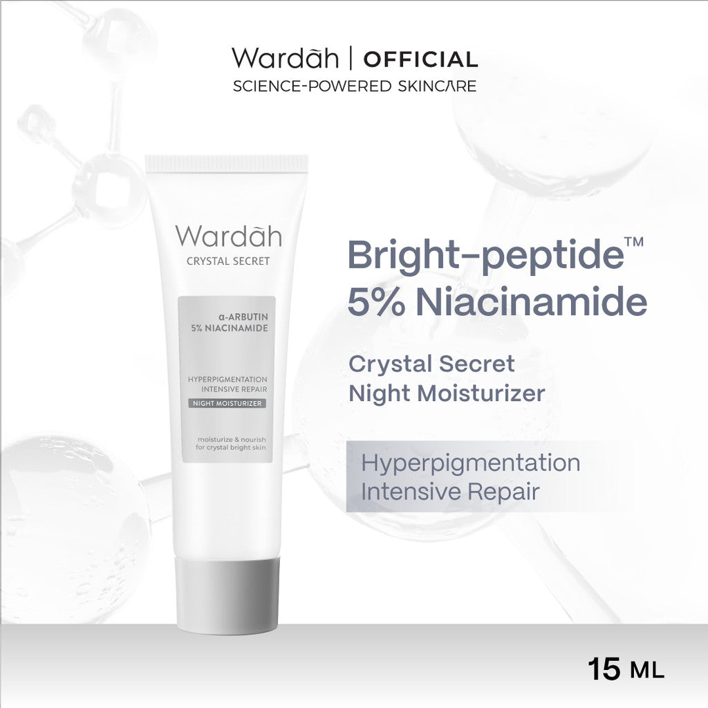 WARDAH Crystal Secret Bright-Peptide™ 5% Niacinamide Hyperpigmentation Expert Night Moisturizer (crystal secret night cream untuk kulit cerah bercahaya) - Skincare