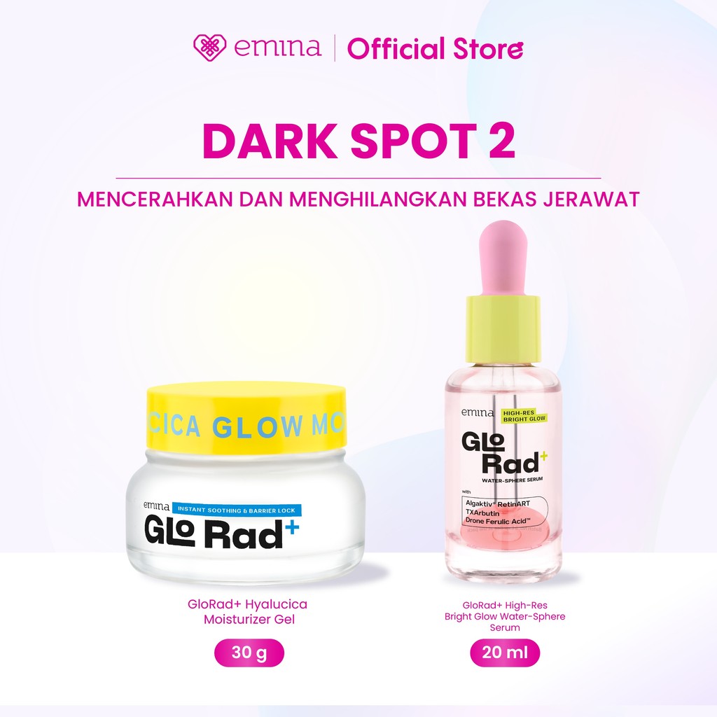 Emina 2 pcs Skincare Paket Moisturizer + Serum - Brightening Moisturizer Gel + Serum Glowing Anti-acne Ceramide Niacinamide Cica