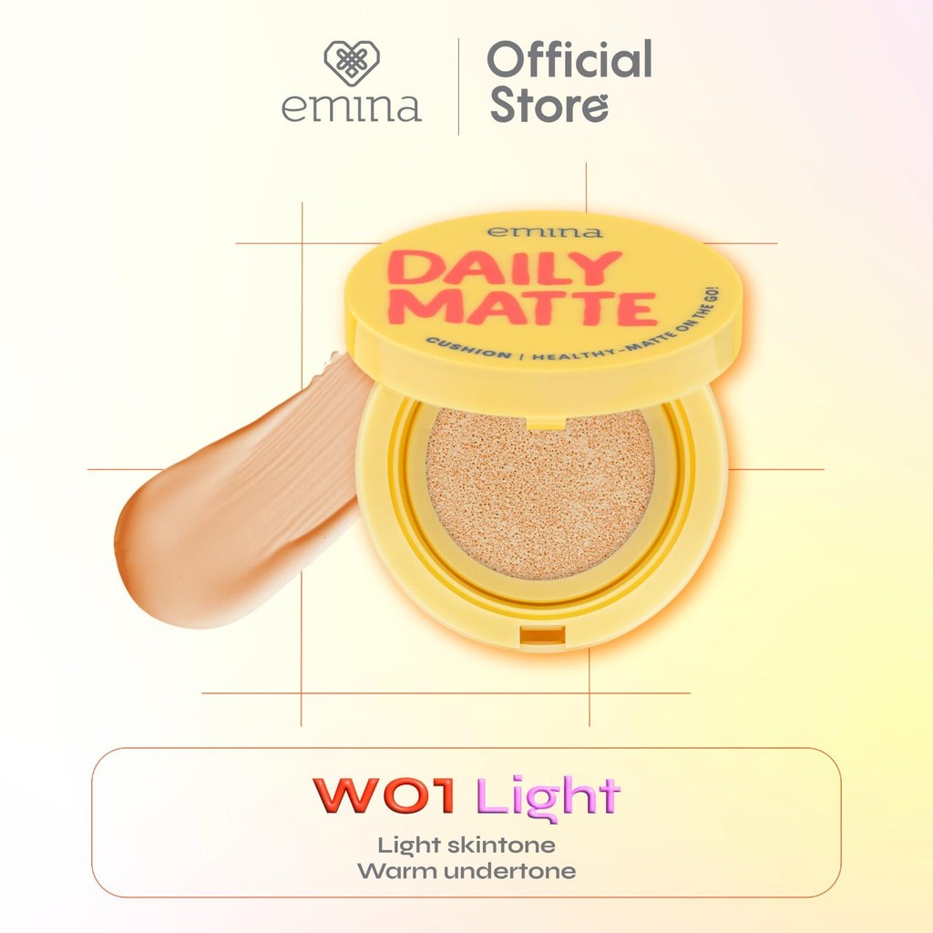 Emina Daily Matte Cushion 15g - Cushion Healthy Matte Oil Control Lasting 8 Jam, Anti Kering