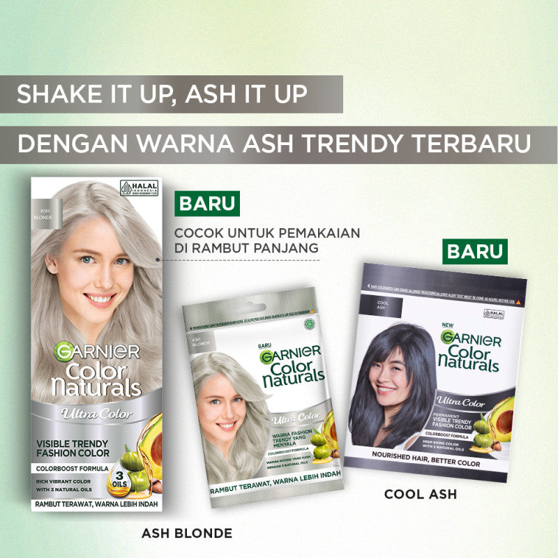 Garnier Color Naturals Ultra Color Fashion Collection Ash Blonde (Big Kit) - Cat / Pewarna Rambut Permanent - 105ml
