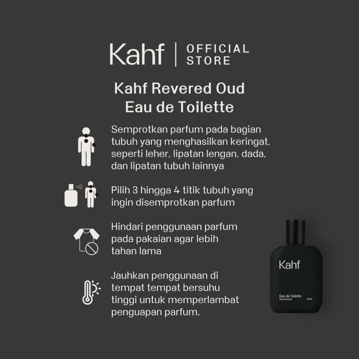 Kahf Revered Oud Eau De Toilette 35 ml Long-Lasting Fragrance (EDT) - Perfume Scent Inspired by Nature (Oud and Amber Scent)  - Wangi Tahan Lama - Masculine Scent 香水