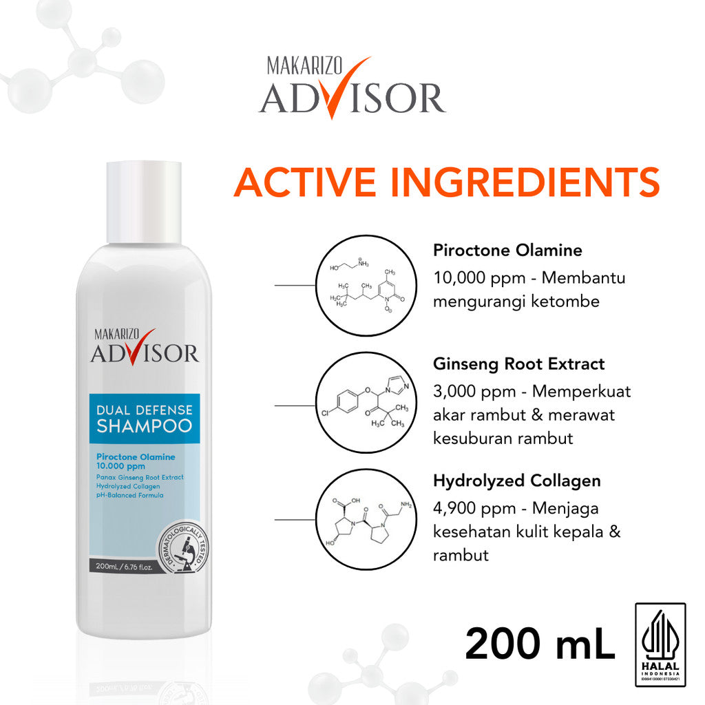 PAKET KOMPLIT MAKSIMAL - Makarizo Advisor Clinical Shampoo 200mL, Hair & Scalp Tonic 145mL, Vitamax 8mLx3, Hair Repair Mask 45mL, Anti Frizz 70mL