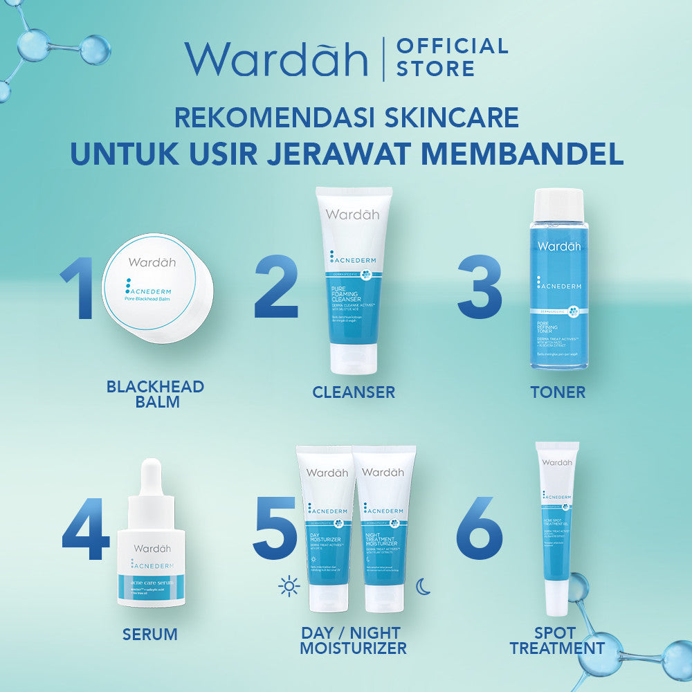 WARDAH 2% Witch Hazel + 1% Zinc Gluconate Acnederm Pore Refining Toner 100 ml - Toner Jerawat yang Mencerahkan Kulit, Menyamarkan Noda Bekas Jerawat - Mengurangi Kemerahan dan Mengontrol Minyak Berlebih - Skincare