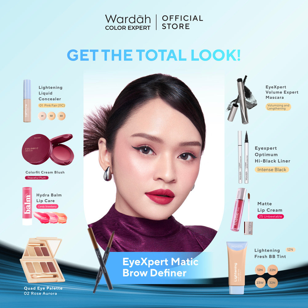 WARDAH EyeXpert Matic Brow Definer - Pensil Alis Anti Air dan Tahan Lama Hingga 8 Jam - Mudah Digunakan dengan Teksur Powdery - Wudhu Friendly - Makeup