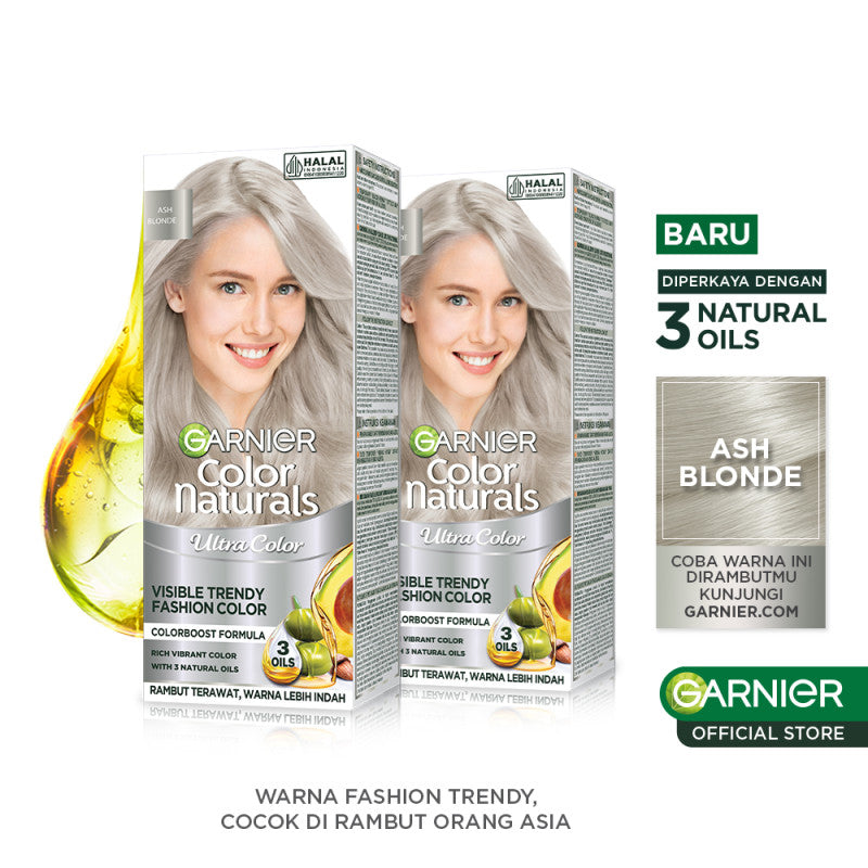 Garnier Color Naturals Ultra Color Fashion Collection Ash Blonde (Big Kit) - Cat / Pewarna Rambut Permanent - 105ml