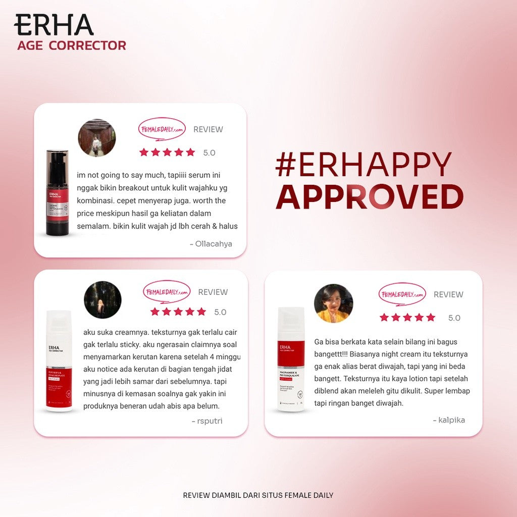 ERHA Bundle Age Corrector Daily Serum 20ml + Krim Pagi dan Malam 30g - Paket Anti Penuaan