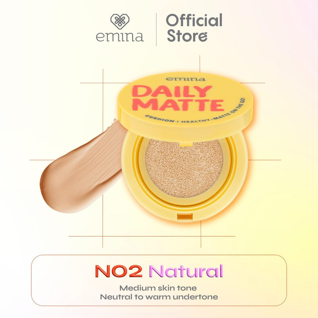 Emina Daily Matte Cushion 15g - Cushion Healthy Matte Oil Control Lasting 8 Jam, Anti Kering