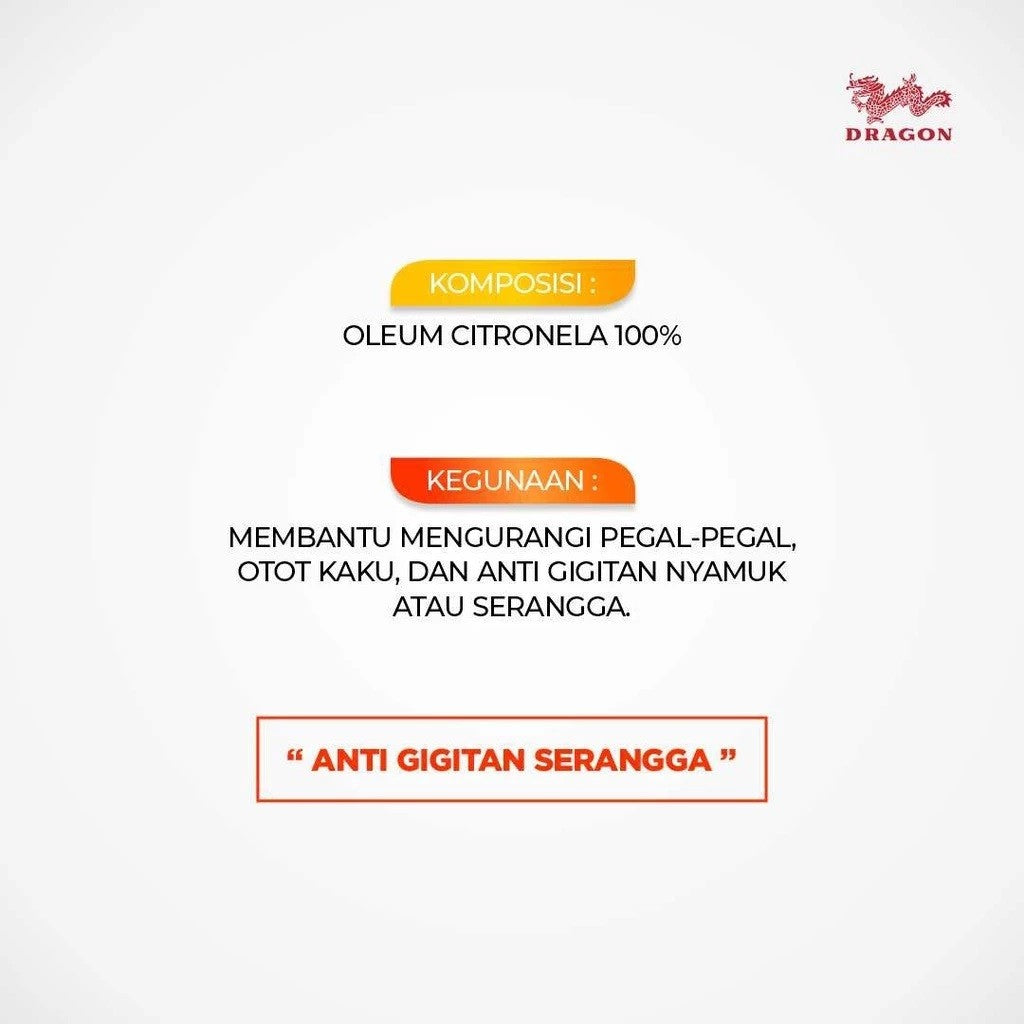 Dragon Minyak Sereh 100% Oleum Citronella Anti Nyamuk