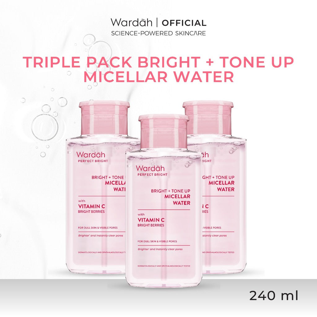[TRIPLE PACK] WARDAH Micellar Water 240 ml (Perfect Bright, Nature Daily, Lightening Oil, Acnederm) - Pembersih Make Up Waterproof - Pembersih Wajah - Skincare