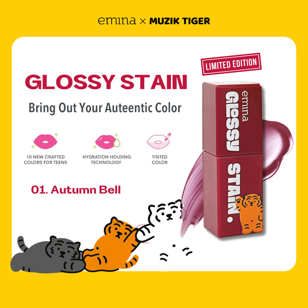 EMINA X MUZIK TIGER SERIES - Emina Airy Surprise Tint, Glossy Stain, Cheek Lit Pressed Blush, Lip Mask