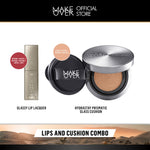 [LIPS AND CUSHION COMBO] NEW SHADES MAKE OVER Glassy Lip Lacquer + Hydrastay Prismatic Glass Cushion -  Lip Gloss Lip Tint Lipcream Lip Cream Lipstick Make Up Pigmented Cushion Tahan Lama Glow
