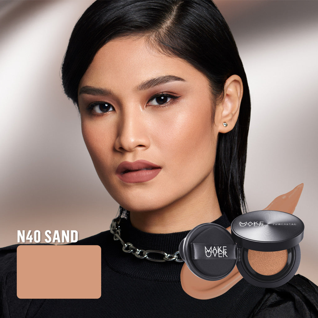 [SPECIAL 11.11] NEW! MAKE OVER Powerstay Sync Matte Cushion - Smart AI Matte Cushion High Coverage Zero Oxidation Oil Control Foundation Compact Makeup Concealer Skin Tint long lasting time less stain with euphoria