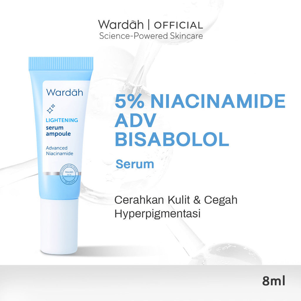 WARDAH Lightening 5% Niacinamide Serum Ampoule - Dengan 10X Advanced Niacinamide + Bisabolol dan 0% Alkohol - Mencerahkan Kulit Kusam, Bekas Jerawat, Belang Tidak Merata, Mencegah Hiperpigmentasi - Bright, Glow, White - Semua Jenis Kulit - Skincare