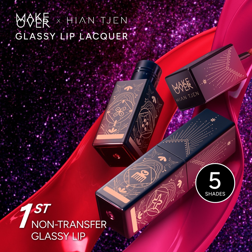 [SPECIAL 11.11] MAKE OVER Glassy Lip Lacquer X Hian Tjen - Lip Gloss LipTint Lipcream Lip Cream Lipstick Lipstik Make Up Pigmented BEST SELLER Long Lasting Somethin Time Less w Maybe Euphoria
