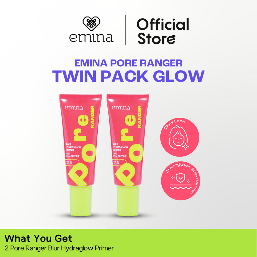 NEW! Emina Protect Glow Set (Sunscreen + Primer) Sun Battle SPF 35 PA +++ Acne Clear Cica + Allantoin Airy Acne Soothing, Emina Pore Ranger 20 ml -Sunscreen for Acne Prone - Glowing, Mencerahkan, Merawat Jerawat, Skin Barrier, Melembabkan, Ringan