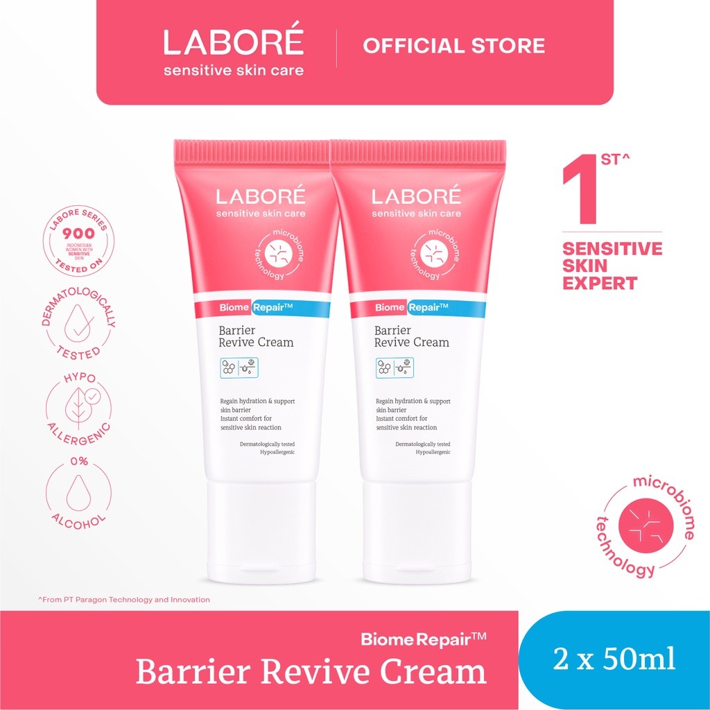 [TWINPACK] Labore Barrier Revive Cream 2pcs - Paket Pelembab Wajah untuk Kulit Sensitif  (Non-comedogenic & Non-Acnegenic)