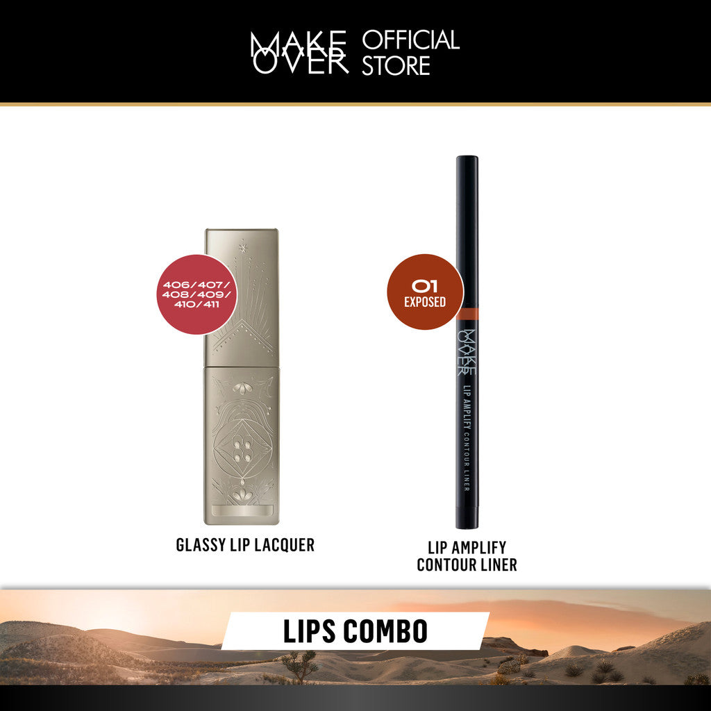 [LIPS COMBO] NEW SHADES MAKE OVER Glassy Lip Lacquer + Transferproof Matte Lip Cream - Color Stick Matte Crayon Skye - Lip Amplify Contour Liner - Lip Cream Tahan Lama Transferproof Lip Liner Matte Base Ombre