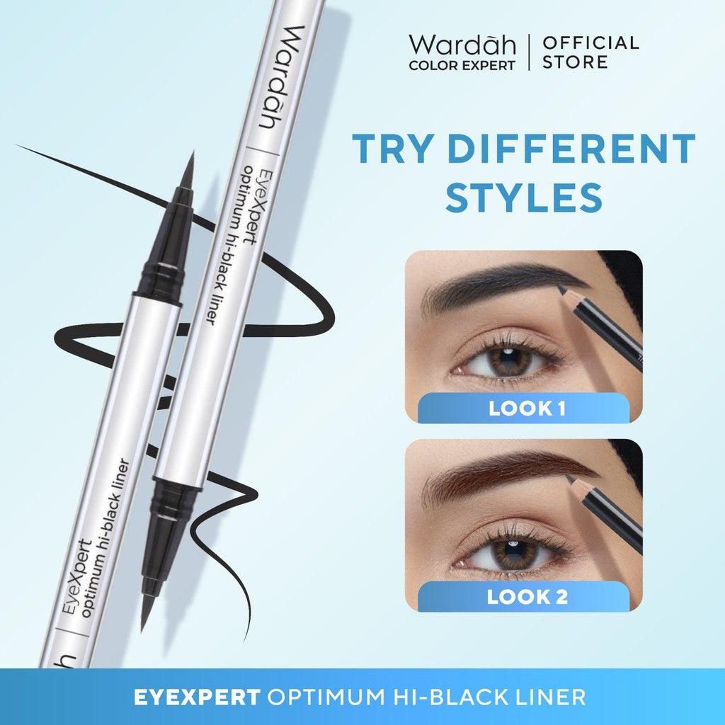 Wardah EyeXpert Optimum Hi-Black Liner - Eyeliner Spidol Waterproof Dengan Warna Intense - Makeup - Eyeliner Waterproof - Eye Makeup - Makeup Mata - Eyeliner untuk Pemula - Eyeliner Pigmented