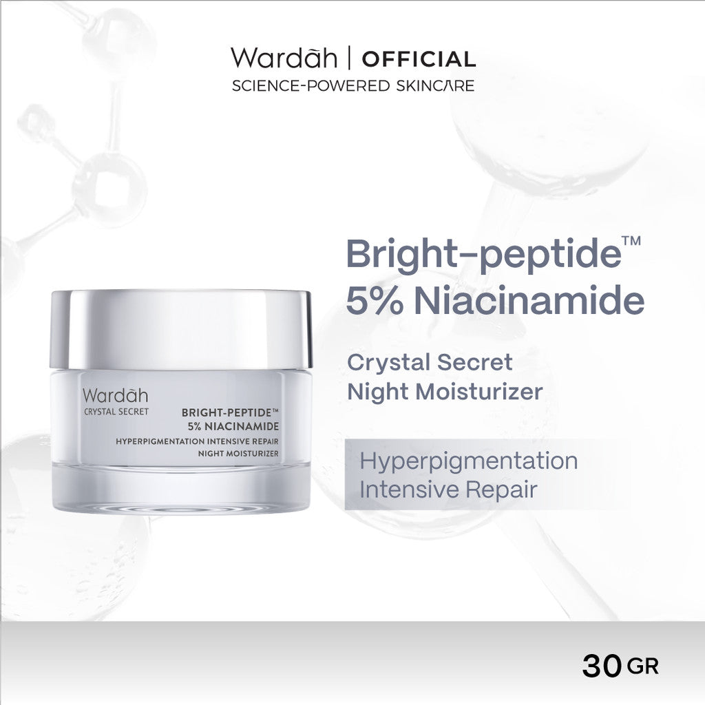 WARDAH Crystal Secret Bright-Peptide™ 5% Niacinamide Hyperpigmentation Expert Night Moisturizer (crystal secret night cream untuk kulit cerah bercahaya) - Skincare