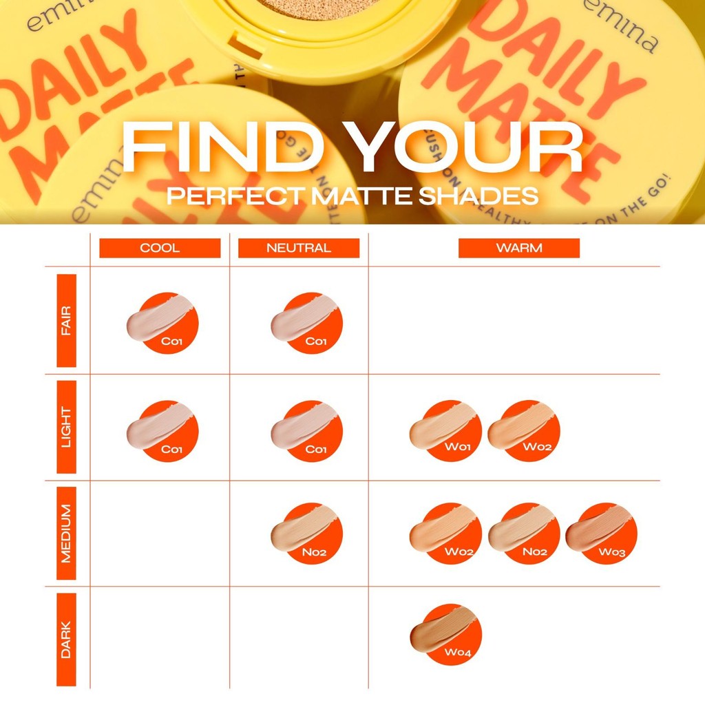 Emina Daily Matte Cushion 15g - Cushion Healthy Matte Oil Control Lasting 8 Jam, Anti Kering