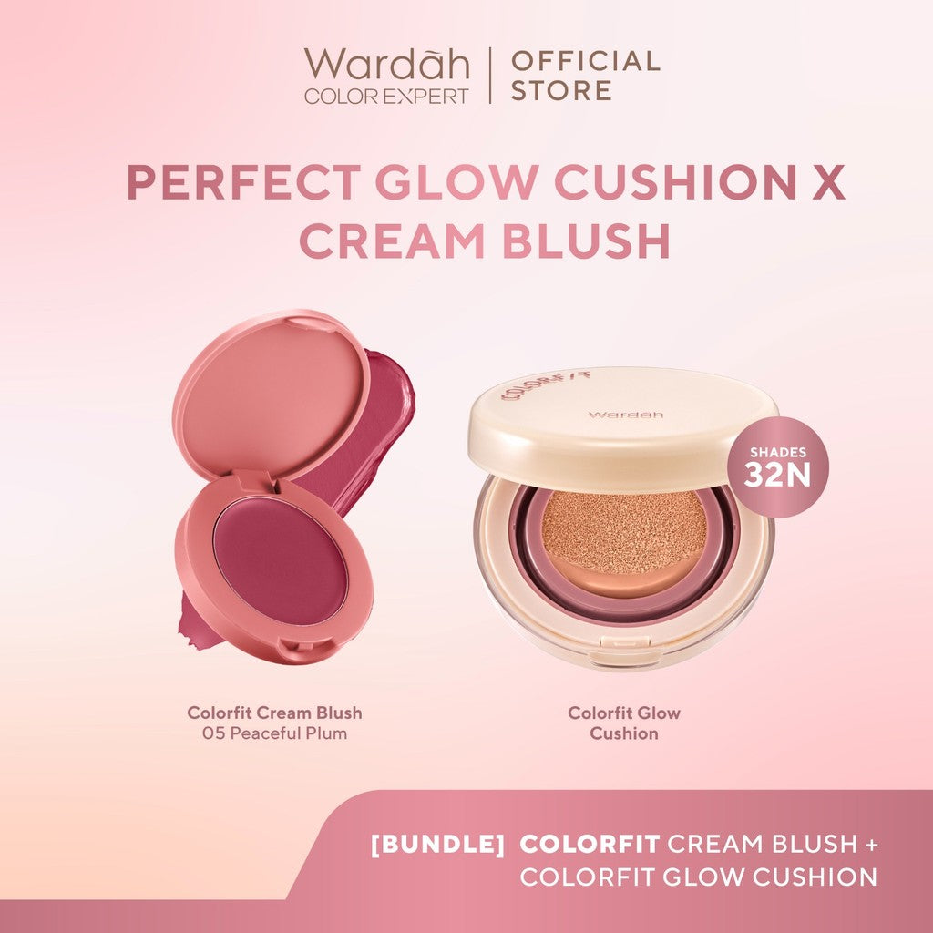 [BUNDLE] WARDAH Paket Colorfit Perfect Glow Cushion 15 g + Cream Blush 3 g - Makeup - Tahan Lama dengan Bedak