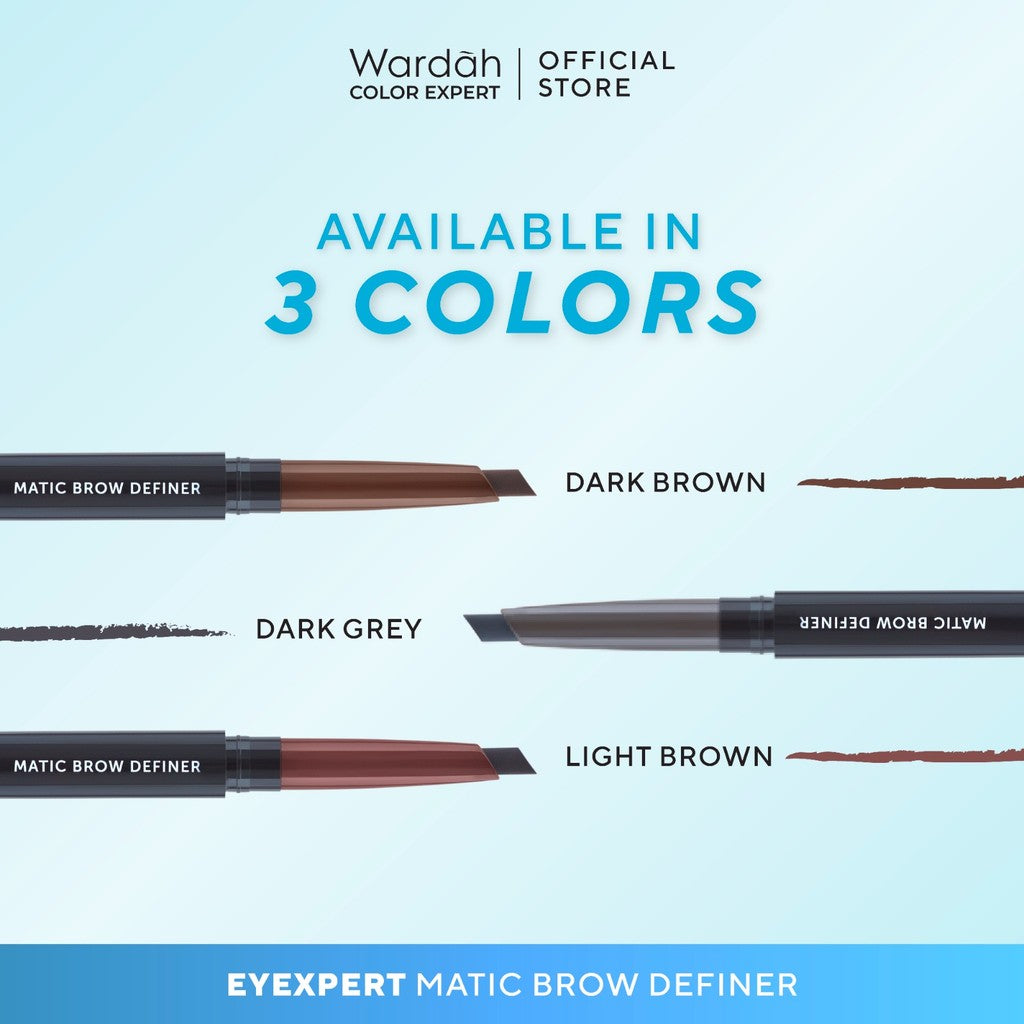 WARDAH EyeXpert Matic Brow Definer - Pensil Alis Anti Air dan Tahan Lama Hingga 8 Jam - Mudah Digunakan dengan Teksur Powdery - Wudhu Friendly - Makeup