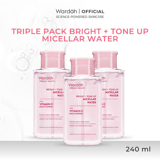 [TRIPLE PACK] WARDAH Micellar Water 240 ml (Perfect Bright, Nature Daily, Lightening Oil, Acnederm) - Pembersih Make Up Waterproof - Pembersih Wajah - Skincare