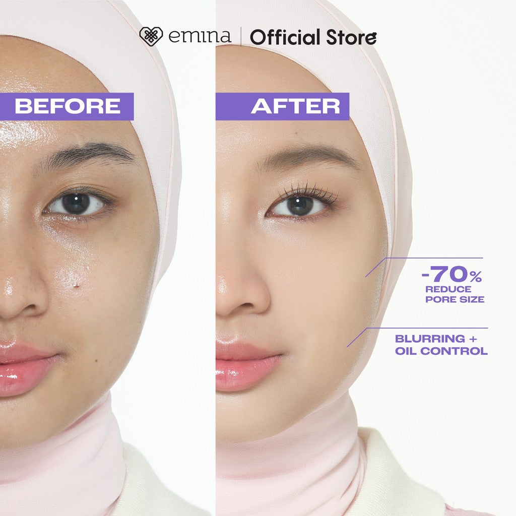 Emina Pore Ranger Total Poreless Primer & Blur Hydraglow Primer 20 ml - Makeup Longlasting 8-12 jam, Matte/Glow Finish, Smooth Complexion, Crack-Free, No-Patchy