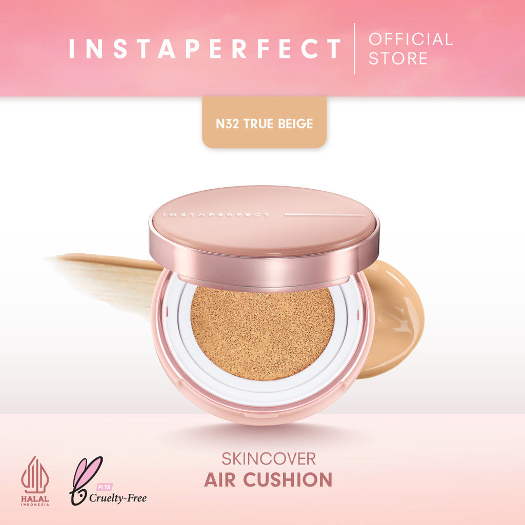 My Skin and Lips But Better Bundle Instaperfect Skincover Air Cushion + Suede Lip Matte- MLBB Nude Lip Cream, Cover Blurry, Transfer Resistant- Semi Matte Finish Cushion- Paket Make Up