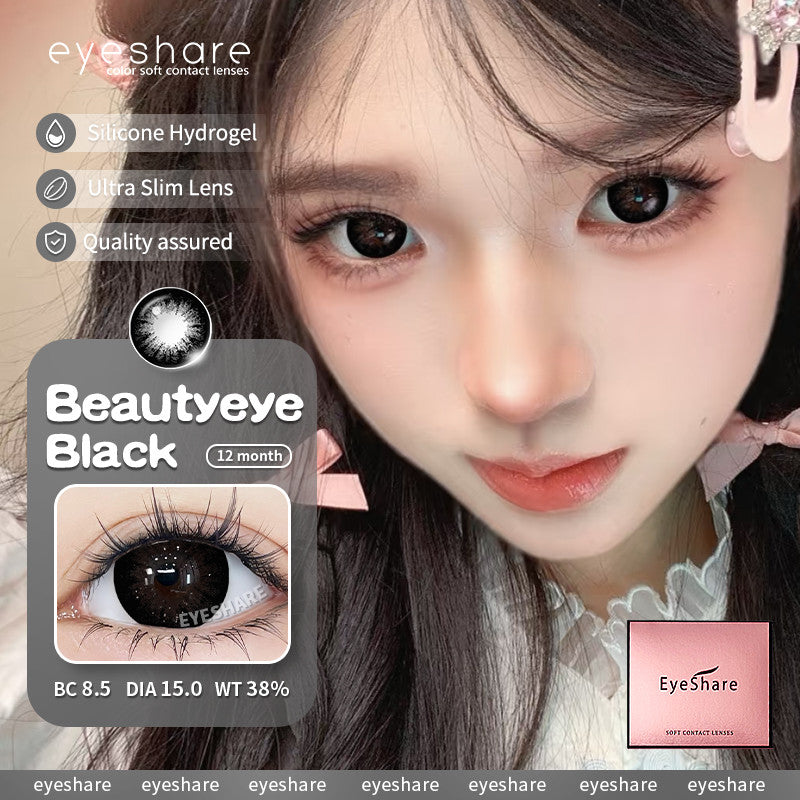 Eyeshare Softlens 15mm Big Eyes 1Pasang Gray Lensa Kontak Softlen Black
