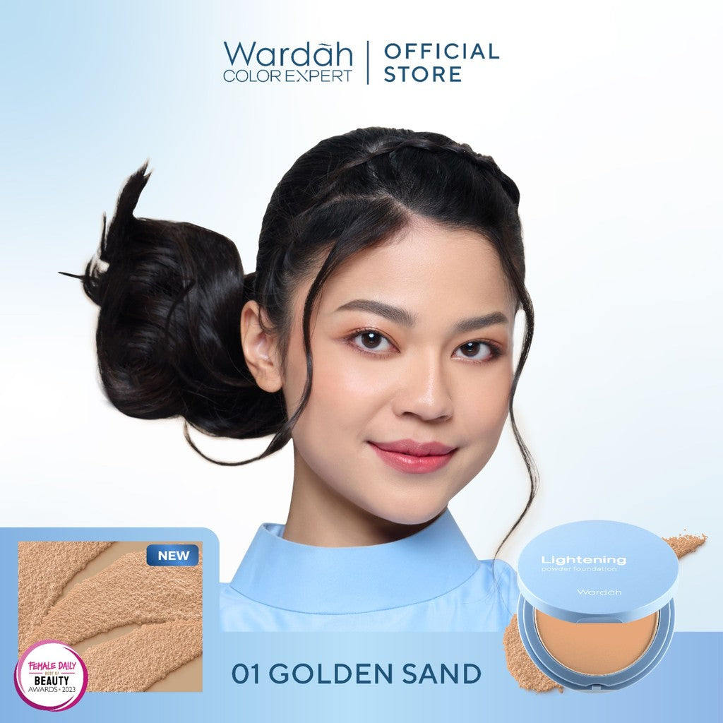 WARDAH Lightening Powder Foundation Light Feel 12g Two Way Cake Bedak Padat Ringan Matte dengan Niacinamide Powder Compact Cushion untuk Skin Cerah Blur Tahan Lama All Skin Type Feel Glad No Cakey All Day Makeup