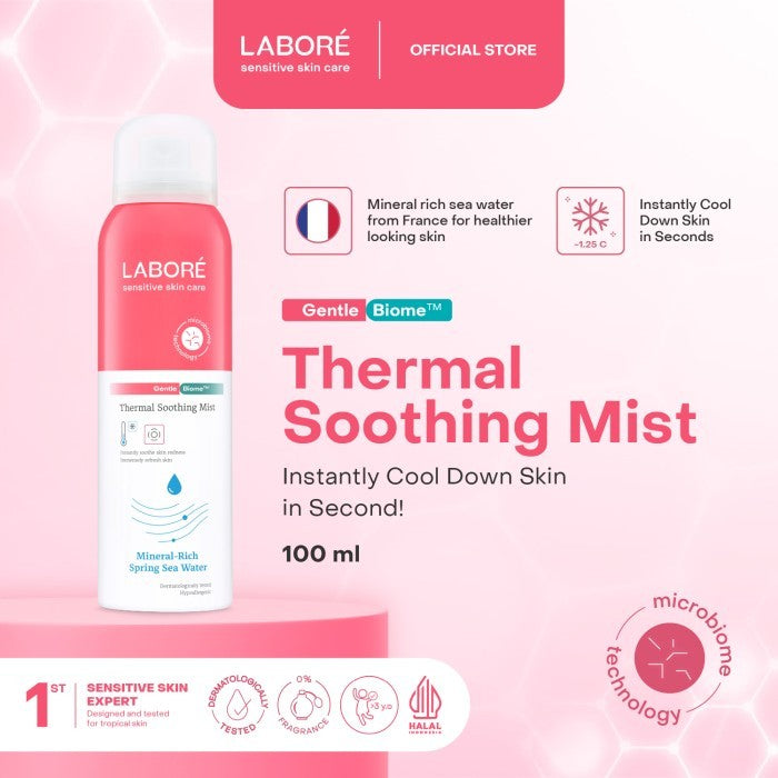 LABORÉ Sensitive Skin Care GentleBiome Thermal Soothing Mist 100 ml - Face Mist - Menghidrasi Kulit - Menyegarkan dan Menenangkan  - Cocok untuk Semua Jenis Kulit - Skincare Best Seller - Skincare Viral