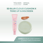 WARDAH Paket UV Shield Tone Up Sunscreen SPF 50+ PA+++ 30 ml + Colorfit Perfect Glow Cushion 15 g - Colorfit 5D Blur Cloud Cushion Matte Finish Tahan Lama Hingga 18 Jam dengan SPF 50 PA Skincare - Tahan Lama dengan Bedak