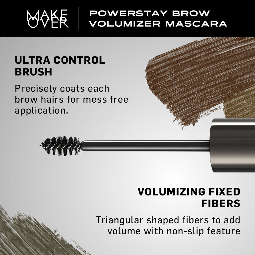 Make Over Powerstay Brow Volumizer Mascara 5 g - Browcara, Eye Brow Mascara, Maskara Alis Waterproof BEST SELLER Viral