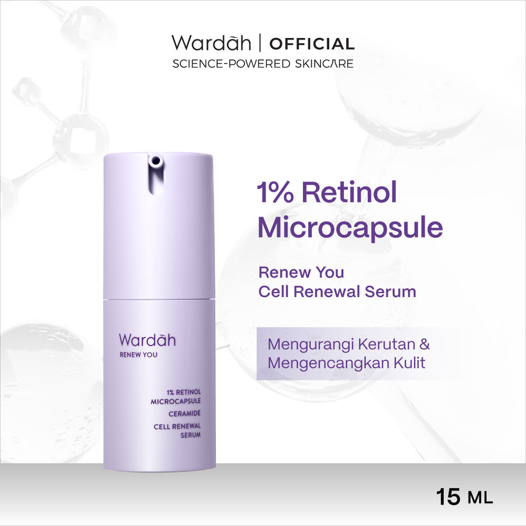 WARDAH Renew You Series Lengkap - Foam Cleanser, Toner Essence, Renewal Serum, Eye Cream, Day Moisturizer, Night Moisturizer - Skincare