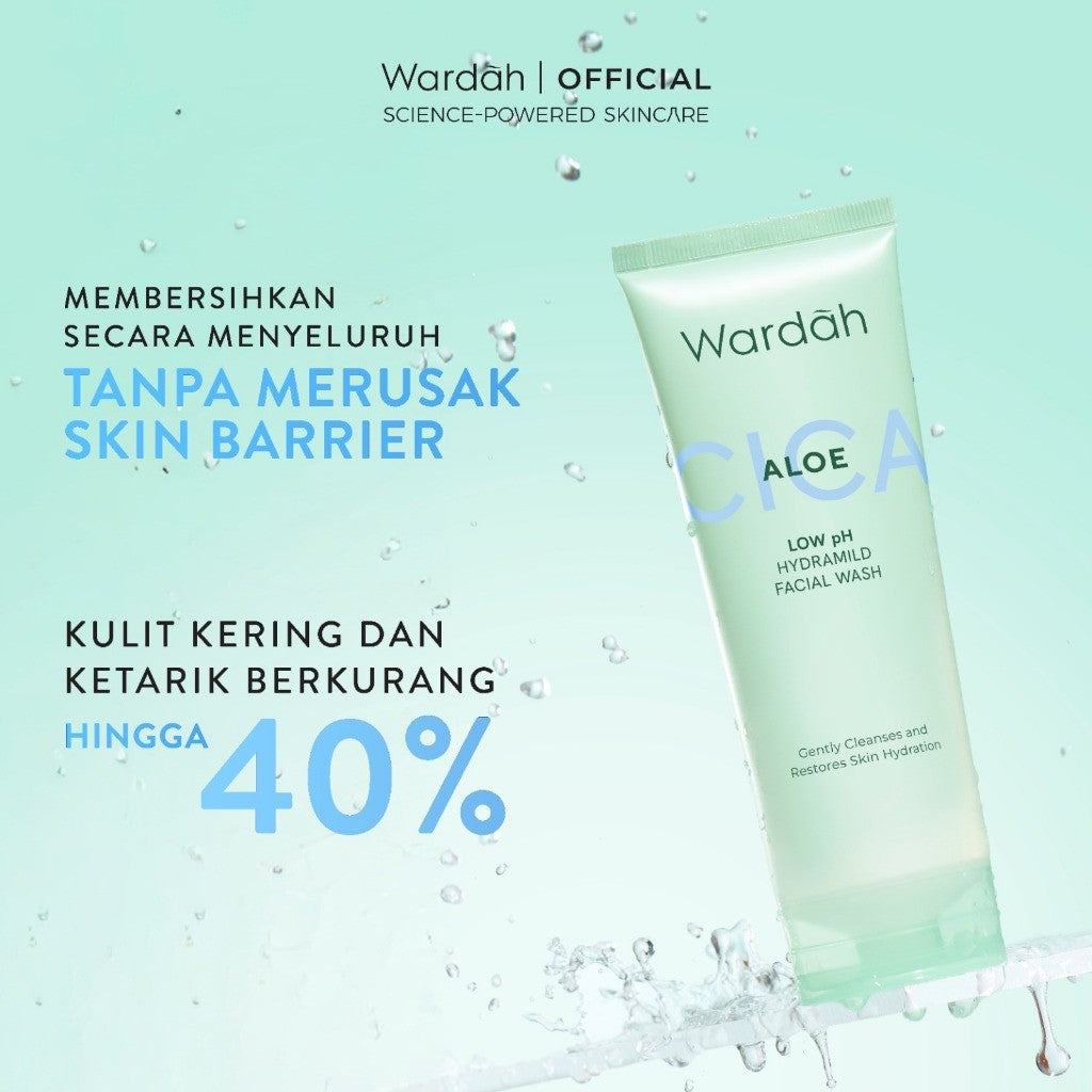 [REFAL HADY'S FAVORITE] Wardah Cica Aloe Low pH Hydramild Facial Wash Nature Daily Sabun Cuci Muka Membersihkan secara Lembut dan Menghidrasi Kulit dengan Kandungan Aloe Vera Centella Asiatica for All Skin Types Non Comedogenic Non Acnegenic - Skincare