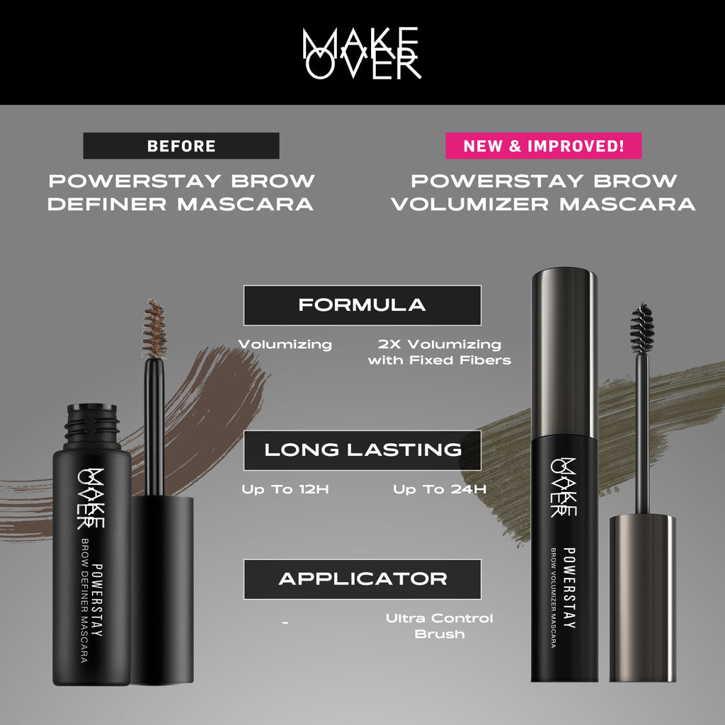 Make Over Powerstay Brow Volumizer Mascara 5 g - Browcara, Eye Brow Mascara, Maskara Alis Waterproof BEST SELLER Viral