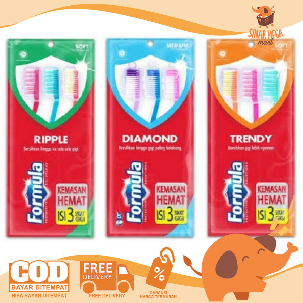 FORMULA Sikat Gigi Dewasa SET ISI 3 Diamond Trendy Ripple
