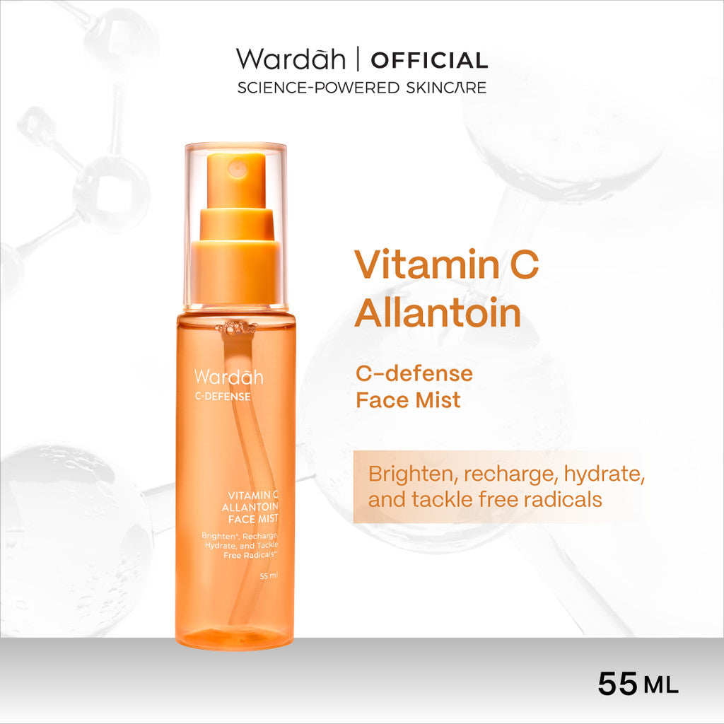 WARDAH C-Defense Vitamin C All Series Lengkap - Panthenol Anti-Pollution Radiant Creamy Wash, Energizing Whip Foam, Mousse Moisturizer, DD Cream Light/Natural, Face Mist, 10% Ferulic Acid Radiant Charge Serum - Skincare