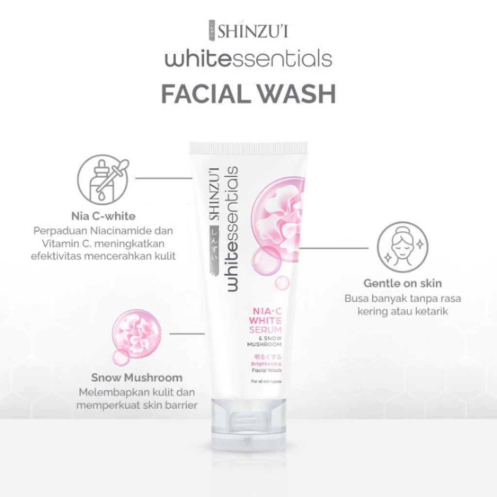 SHINZUI WHITE ESSENTIAL Double Brightening Facial Wash Snow Mushroom & Acne Calm 20ml