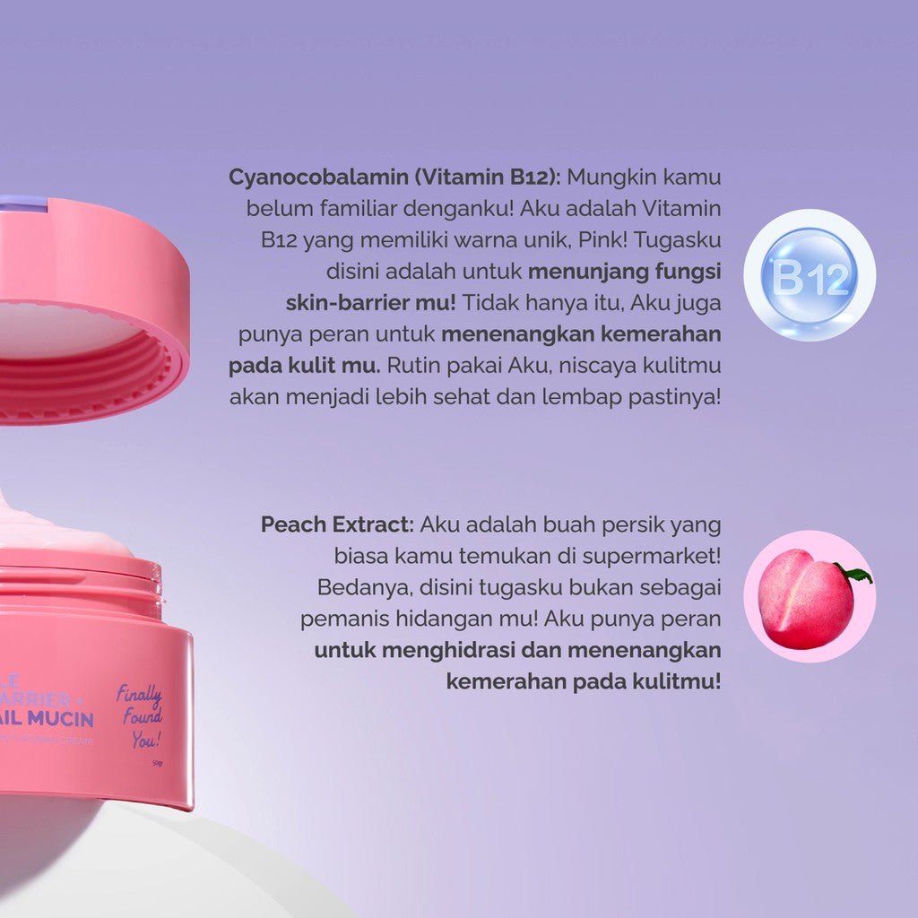 Finally Found You! TRIPLE VITAMIN B-ARRIER + PEACH + SNAIL MUCIN Intensive Soothing Moisturizing Cream 50gr