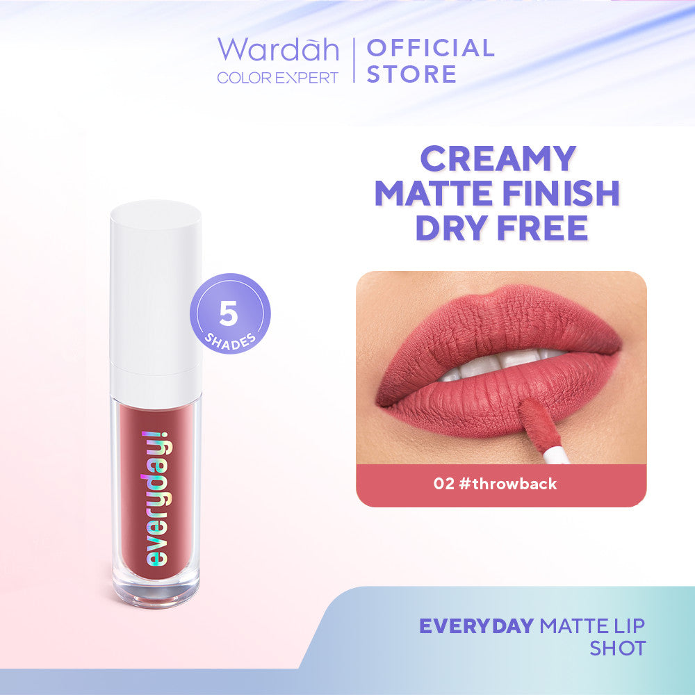 WARDAH Everyday! Matte Lip Shot 2.2g - Lipcream Tekstur Creamy, Hasil Akhir Matte, Quick Set - With Vitamin C + Antioksidan -Liptint-Lip-Stain-Lipgloss-Lipstik-Lip Tint-Lip Matte-Lipstick-Lip Cream- Glossy Lip Longlasting Waterproof Tahan Lama - Makeup