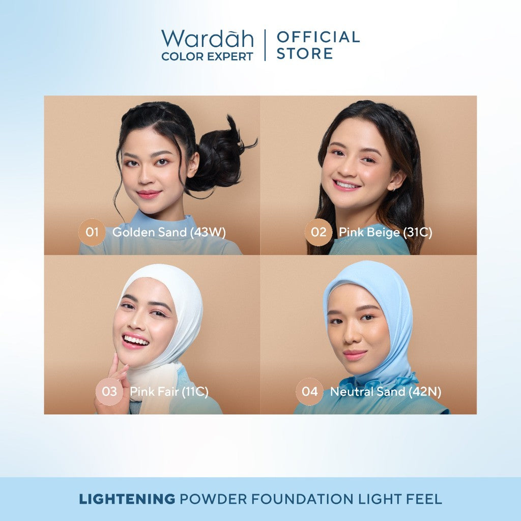 HEMAT WARDAH Refill Lightening Powder Foundation Light Feel 12g Two Way Cake Bedak Padat Ringan Glowing Tahan Lama Matte dengan Niacinamide Powder Compact Cushion untuk Skin Cerah Blur Tahan Lama All Skin Type