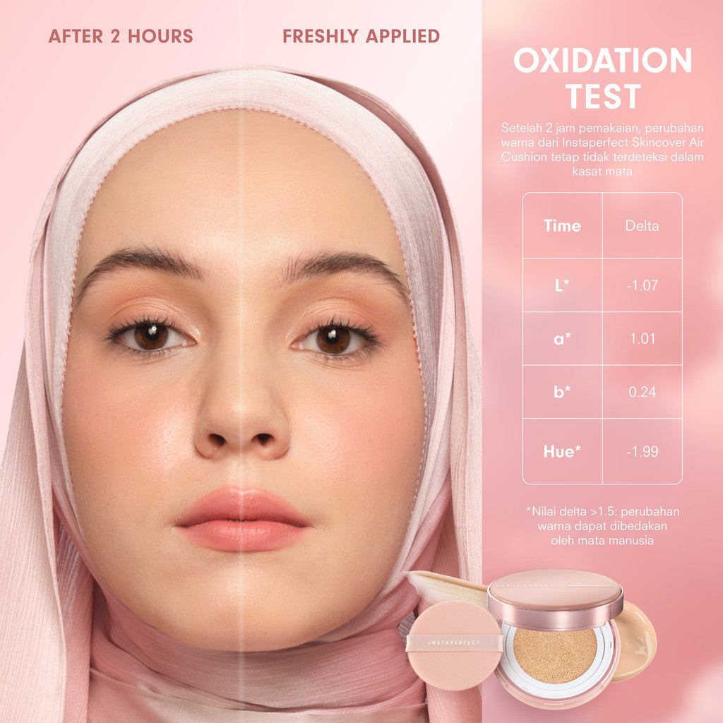 Instaperfect Skincover Air Cushion SPF 50++++ 11g - Make Up Cushion Foundation Blurring Semi Matte Finish (Real Skin Buildable Coverage, Transferproof, Non Comedogenic)- Bedak Foundation Wajah Tahan Lama